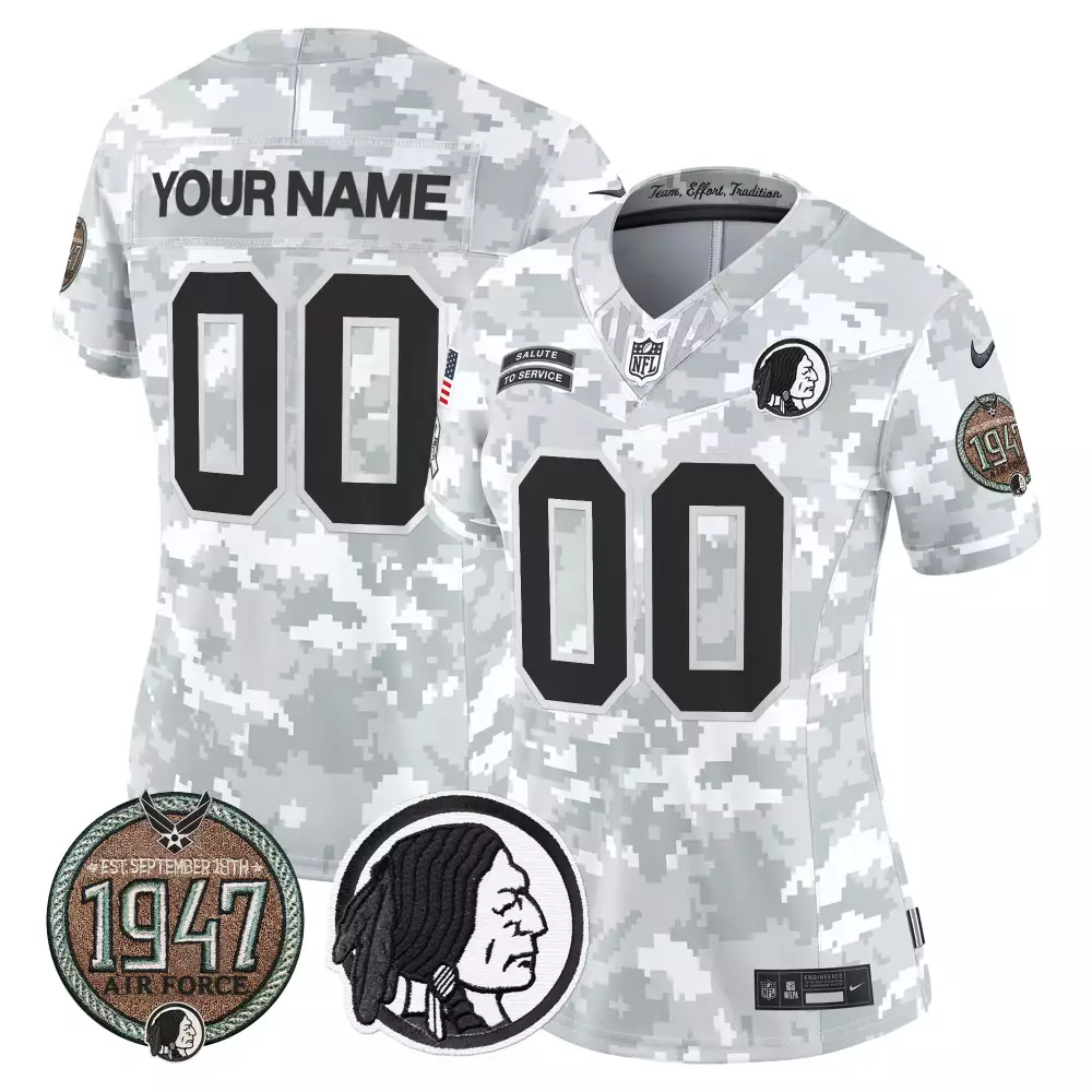 Custom Washington Redskins Jersey White Salute To Service 1947 Air Force Native American Profile