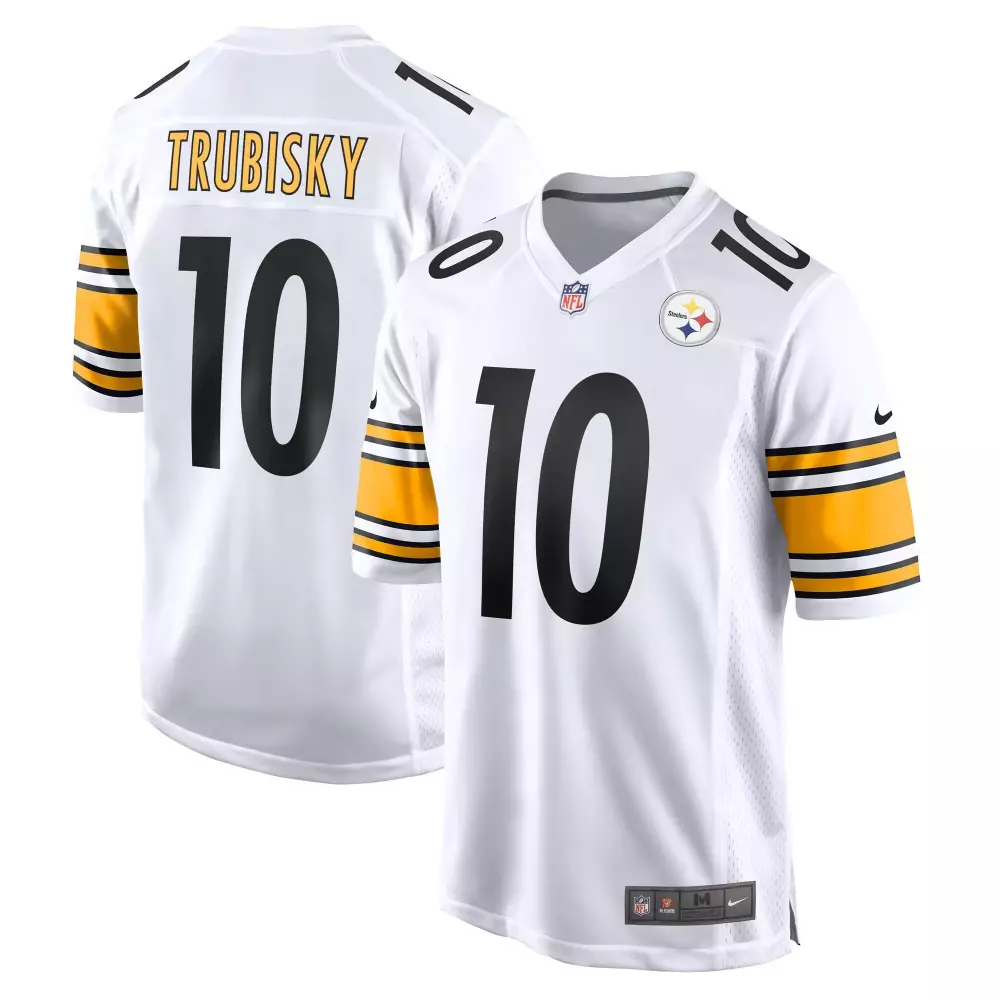 Mitchell Trubisky 10 Jersey White Pittsburgh Steelers Men Sport Alternate Black Yellow