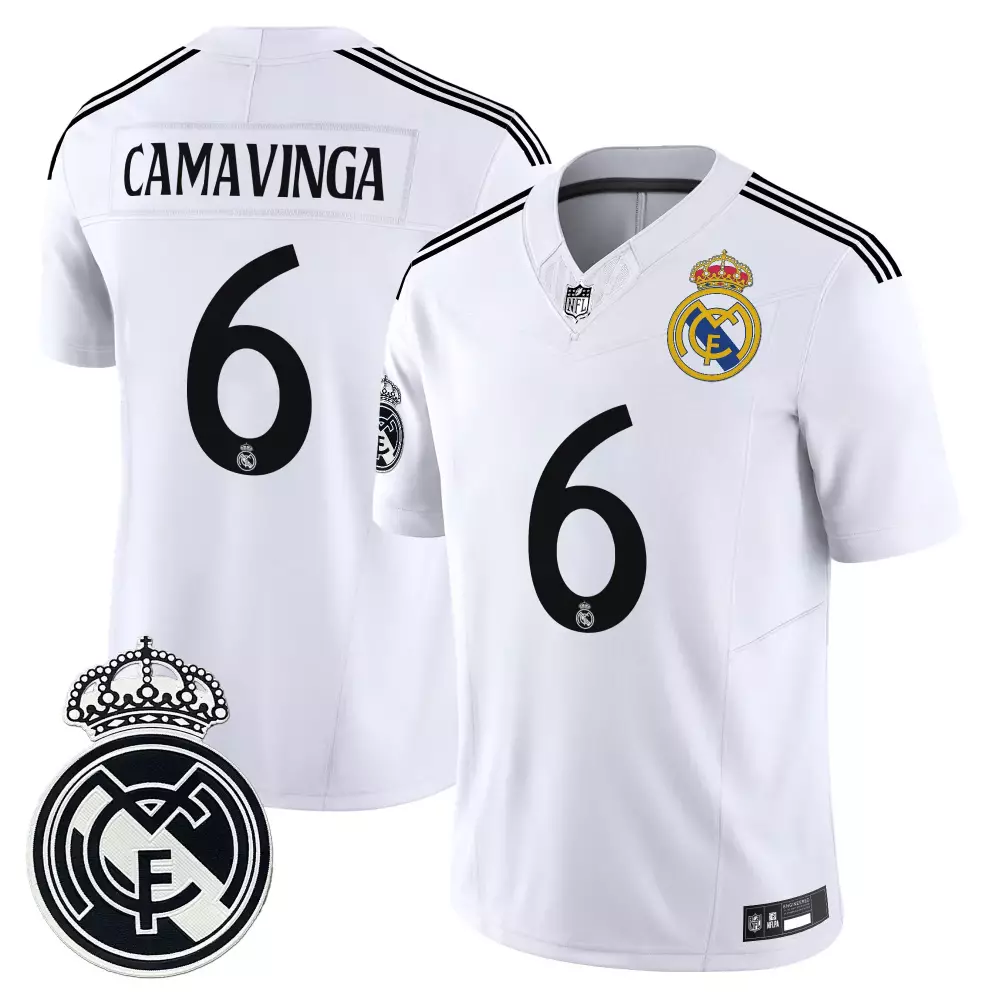 A Real 6 Madrid Jersey White Men Black Vapor Limited Stitched