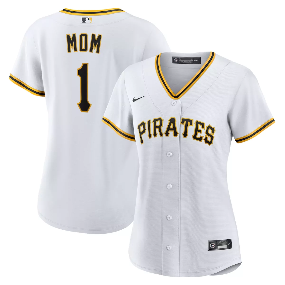 Mom 1 Pirates Jersey White Women Black Yellow Home