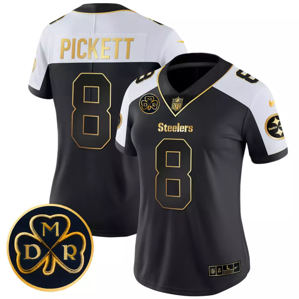 Kenny Pickett 8 Steelers Jersey Black Drm Clover Women NFL Alternate White Gold Vapor
