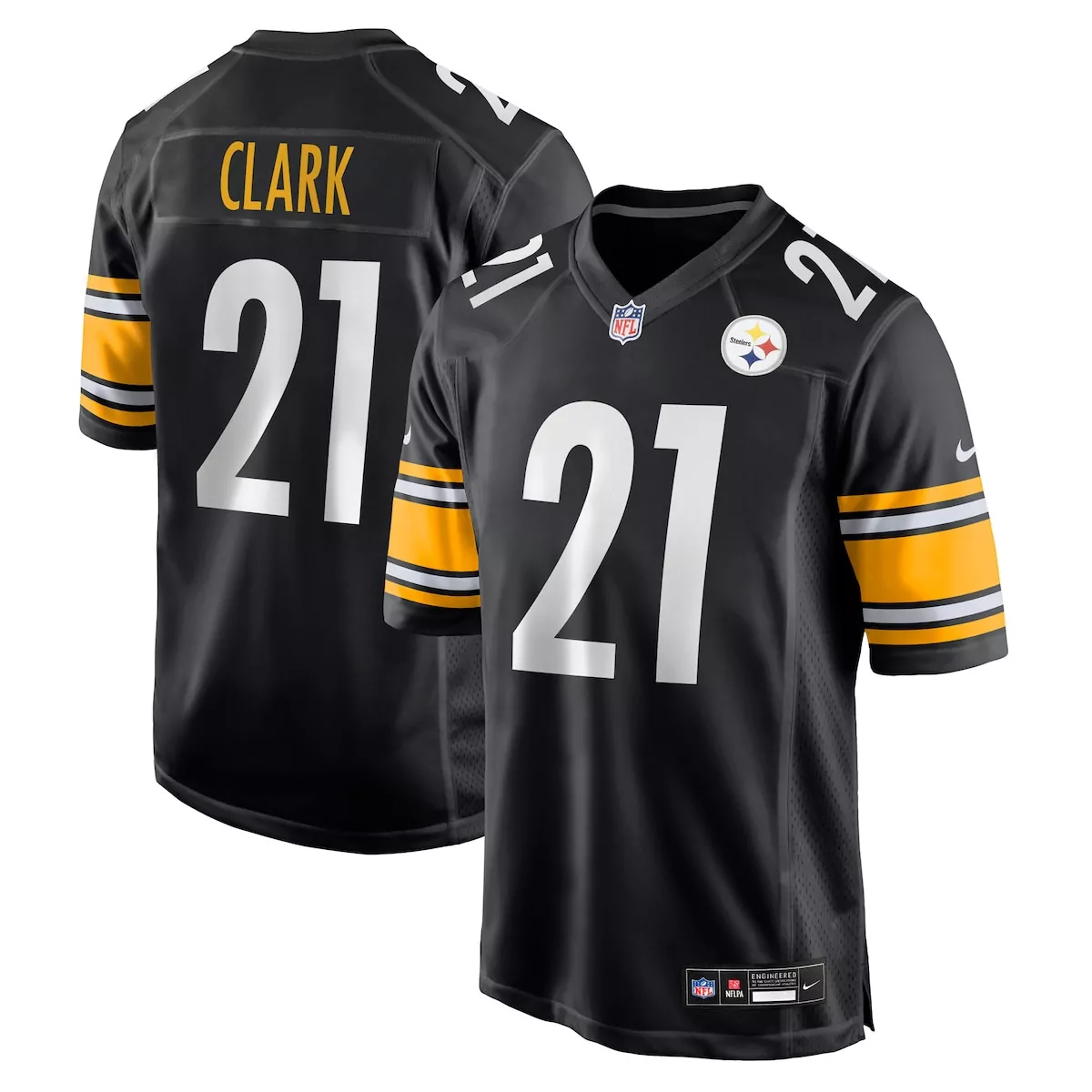 Chuck Clark 21 Jersey Black Pittsburgh Steelers Men Authentic Yellow White Game