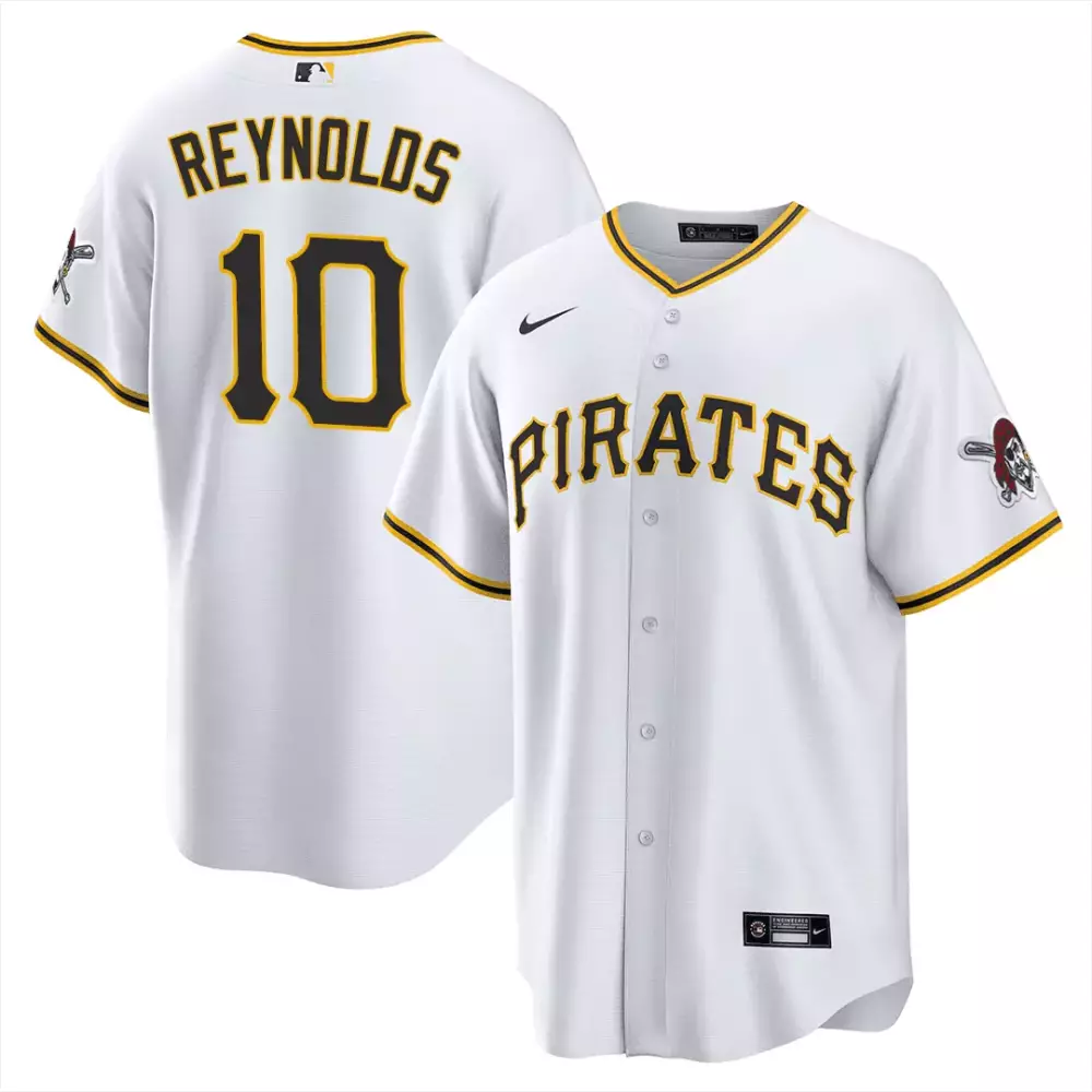 Bryan Reynolds 10 Pirates Jersey White Skull Bat Men Yellow Black All Stitched Vapor