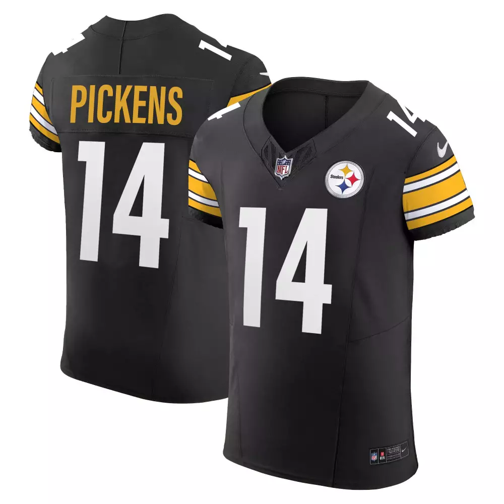 George Pickens 14 Steelers Jersey Black Men Nike Yellow White Vapor Elite All Stitched
