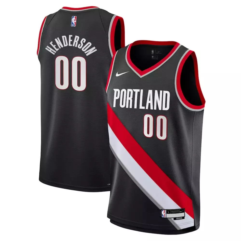 Scoot Henderson Jersey Black Portland Trail Blazers Men Red White Grey Swingman Icon