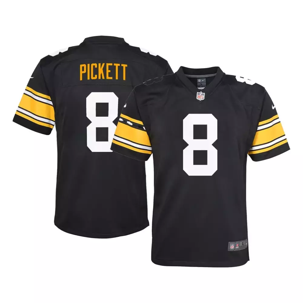 Kenny Pickett 8 Jersey Black Pittsburgh Steelers Men Replica Gold White Game