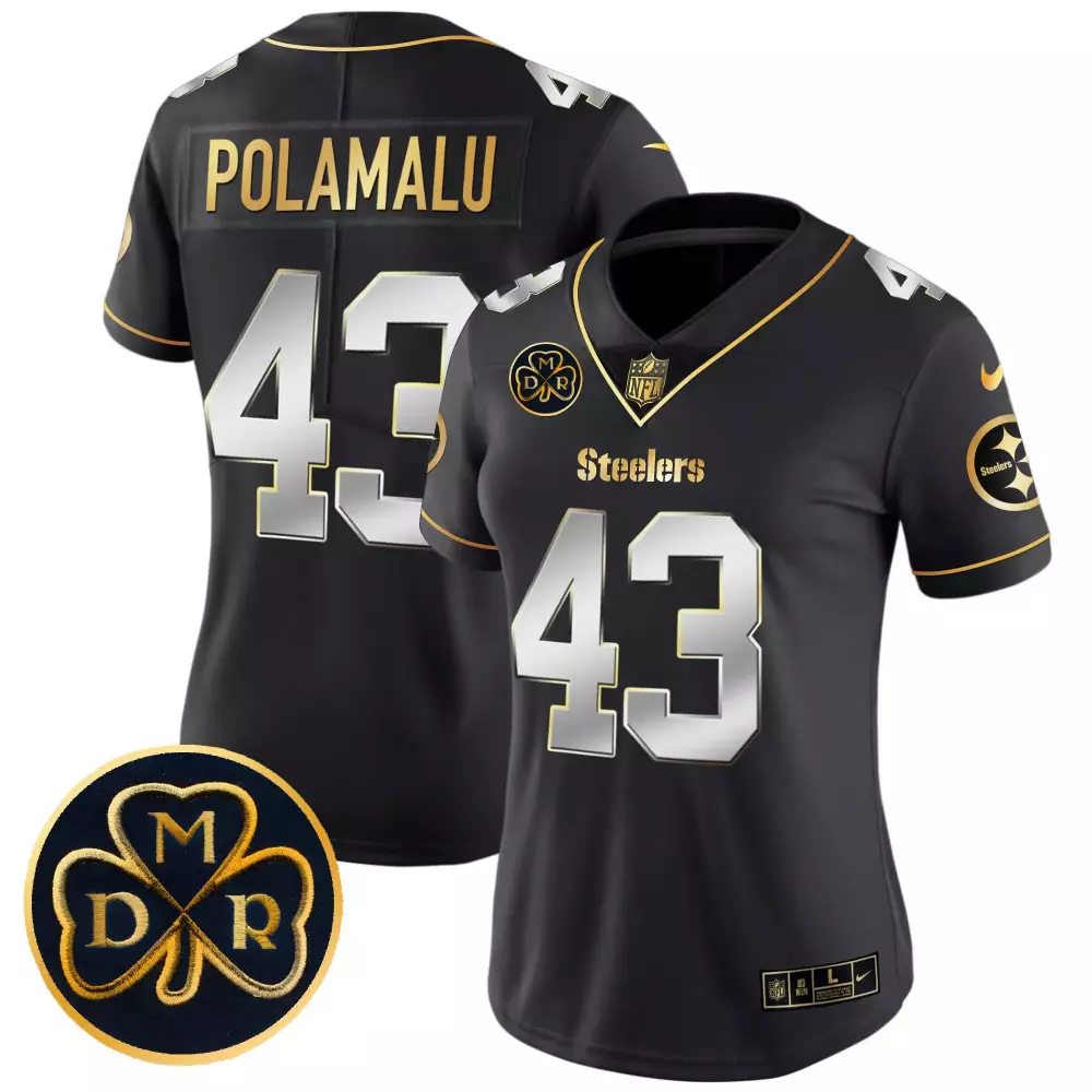 Troy Polamalu 43 Steelers Jersey Black Dmr Men Gold Silver Limited Vapor All Stitched