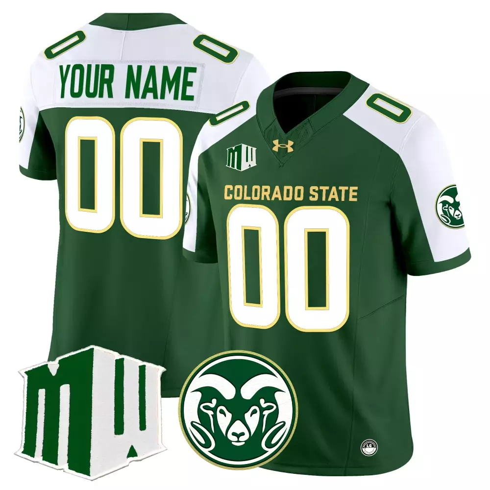 Custom Colorado State Rams Jersey Green White Gold All Stitched