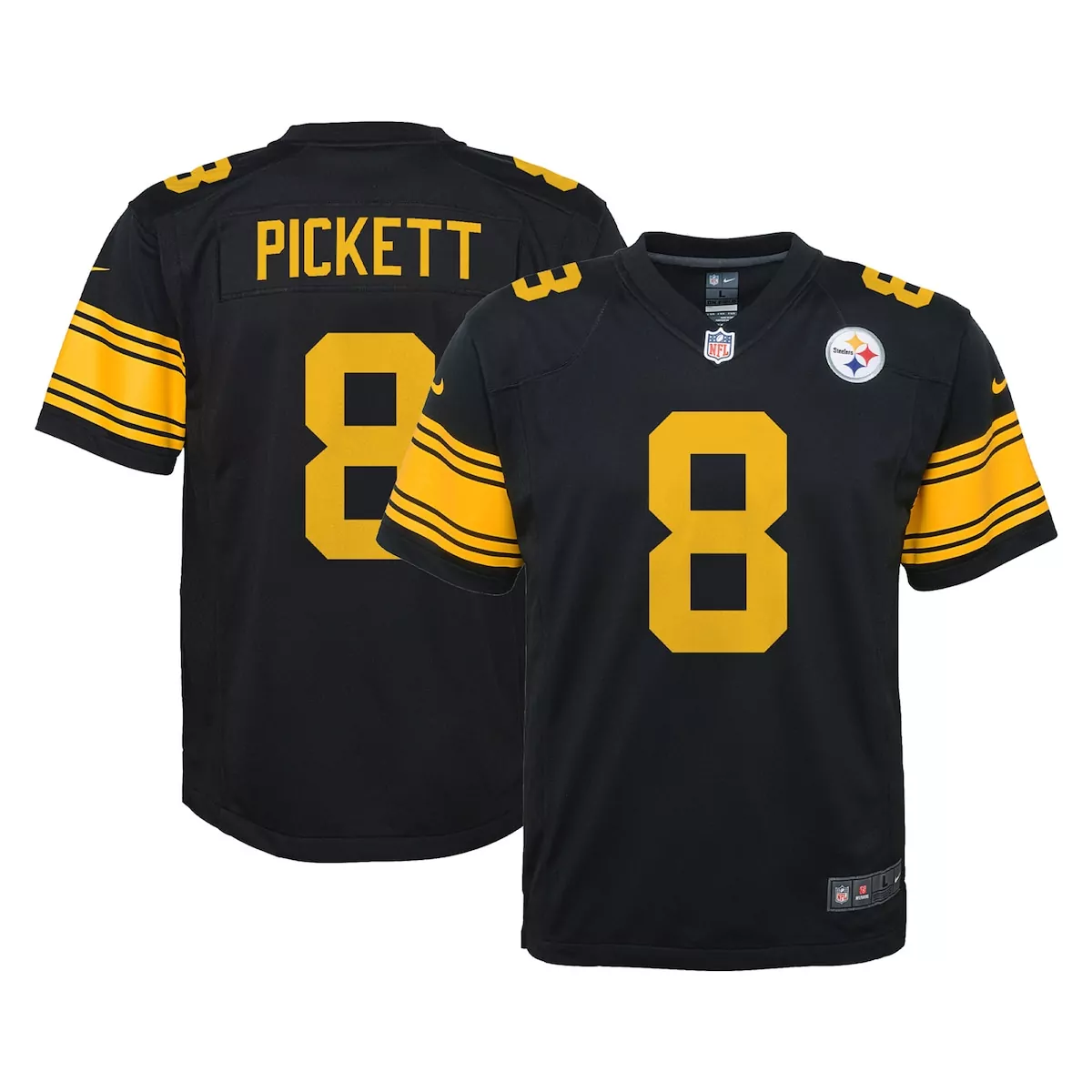 Kenny Pickett 8 Steelers Jersey Black Men Yellow Game