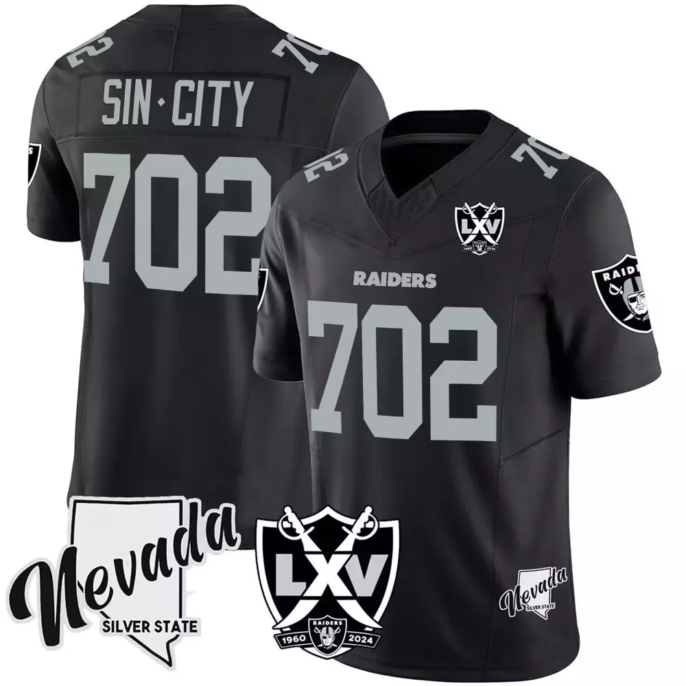 Sin City Raiders Jersey Black Lxv 1960-2024 Nevada Silver State Men Player Stitched
