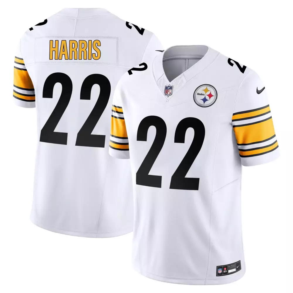 Najee Harris 22 Jersey White Pittsburgh Steelers Men Replica Black Yellow Vapor Limited