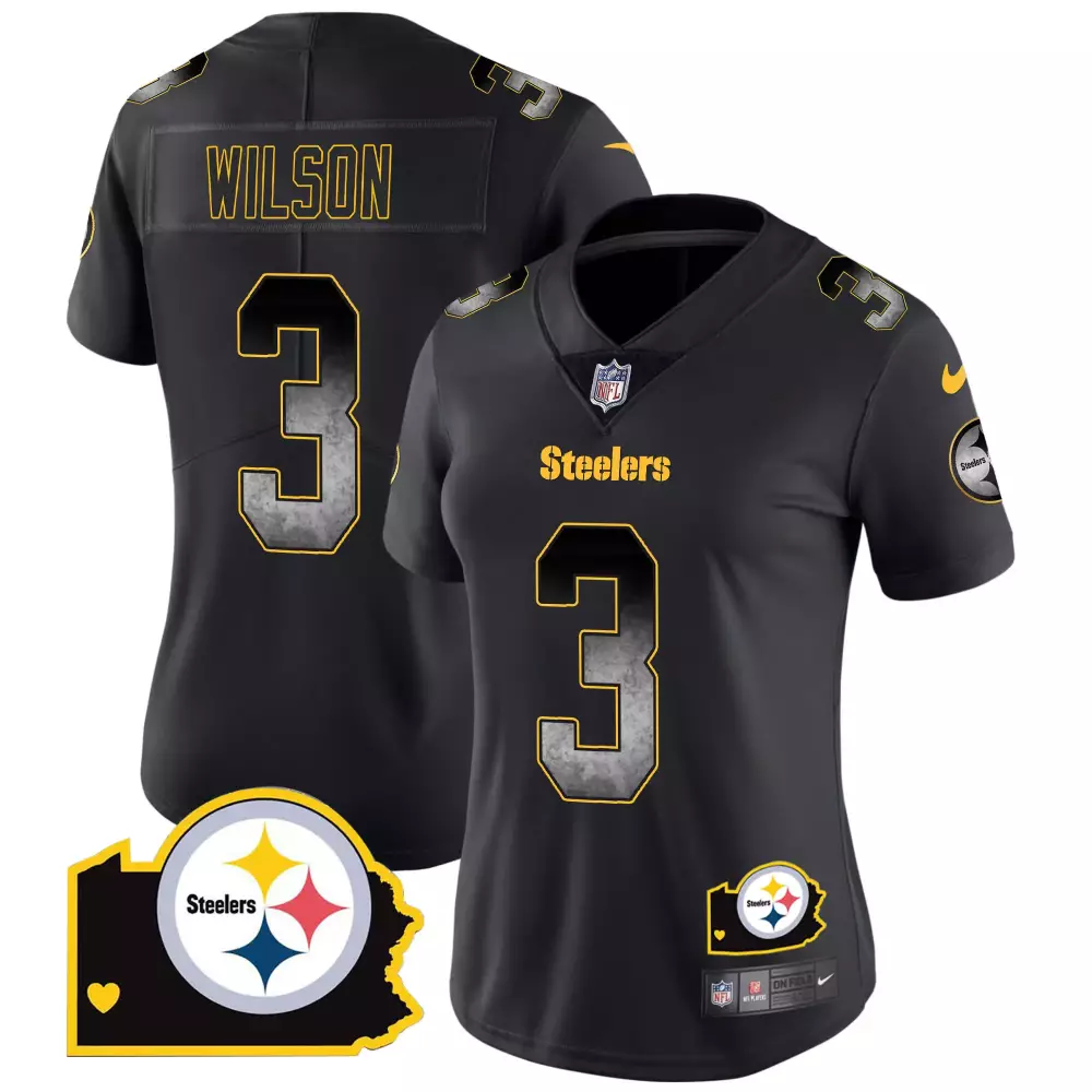 Russell Wilson 3 Steelers Jersey Black Women Yellow Gray Home Vapor All Stitched
