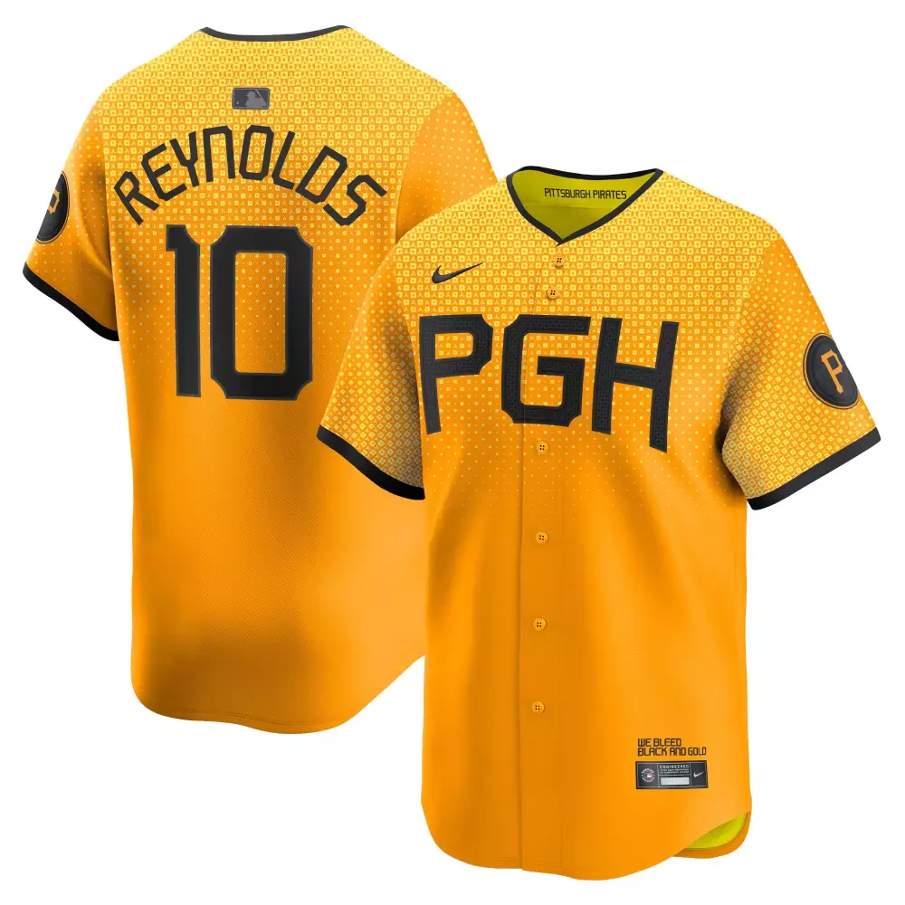 Bryan Reynolds 10 Jersey Gold Pittsburgh Pirates Men Split Design Black Stitched