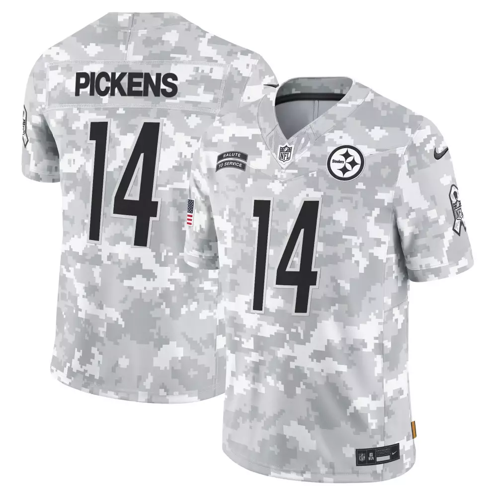 George Pickens 14 Steelers Jersey White Salute To Service Men Digital Camouflage