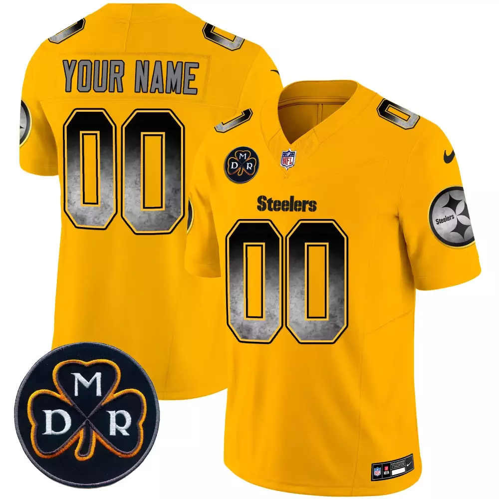 Custom Steelers Jersey Yellow Mdr Men Black Gray Vapor Limited All Stitched