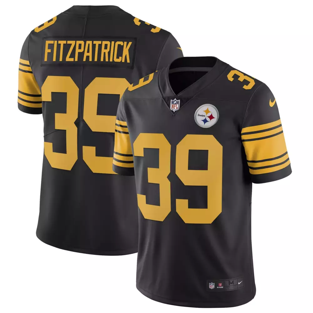 Minkah Fitzpatrick 39 Steelers Jersey Black Men Yellow Rush All Stitched