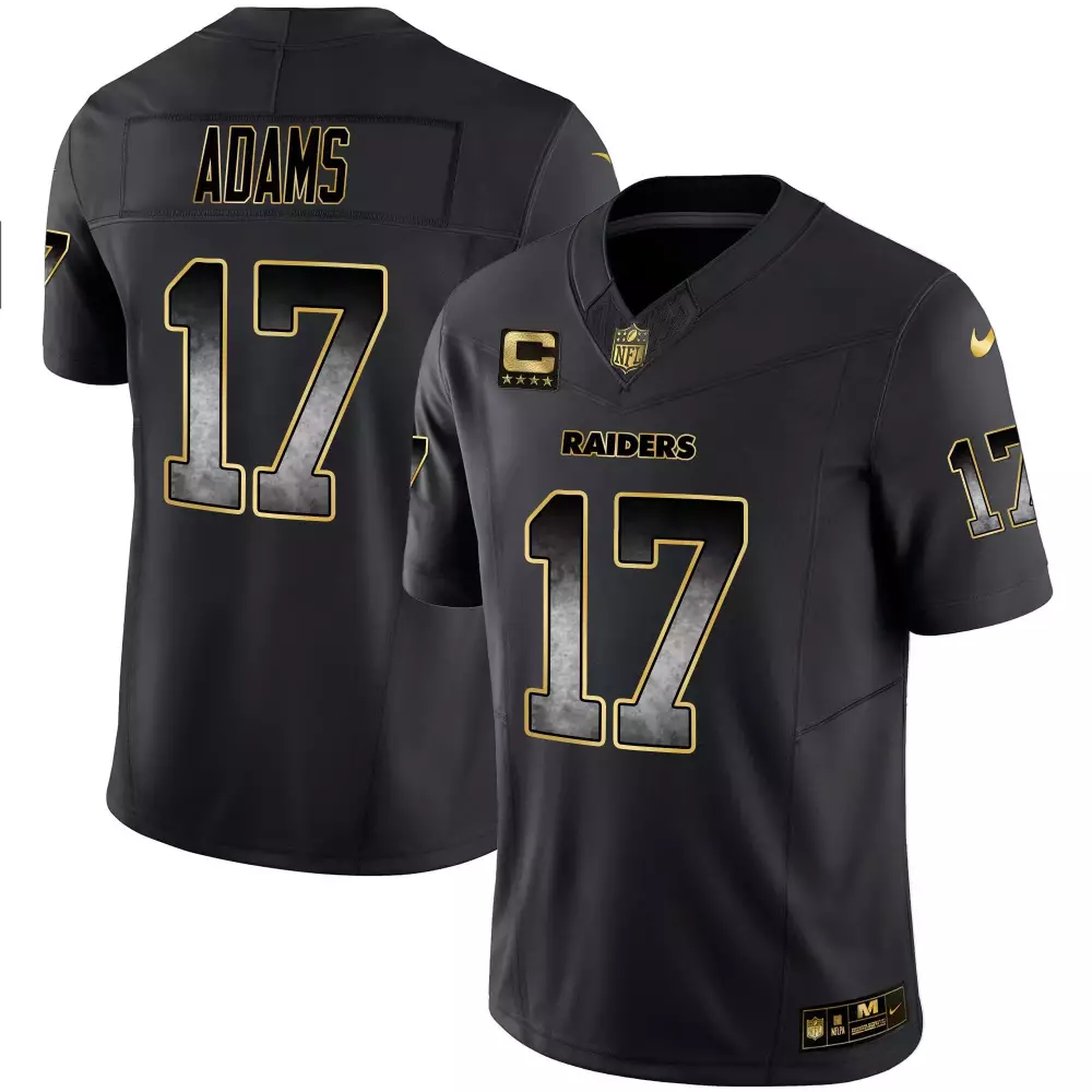 Davante Adams 17 Raiders Jersey Black Men Gold Vapor All Stitched