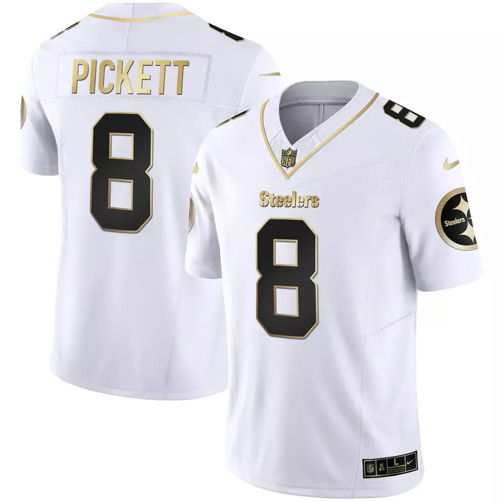 Kenny Pickett 8 Steelers Jersey White Men Alternate Black Gold Vapor All Stitched