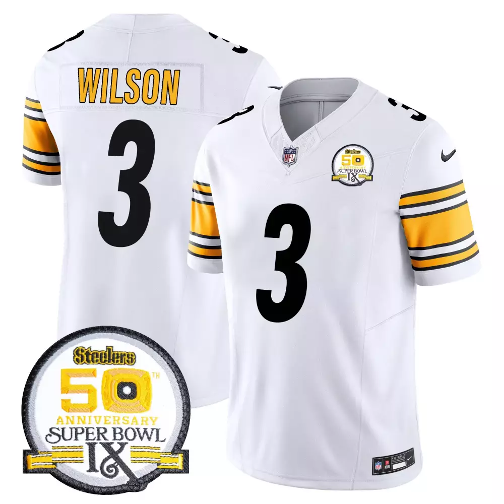 Russell Wilson 3 Steelers Jersey White Men Alternate Black Yellow Anniversary Vapor