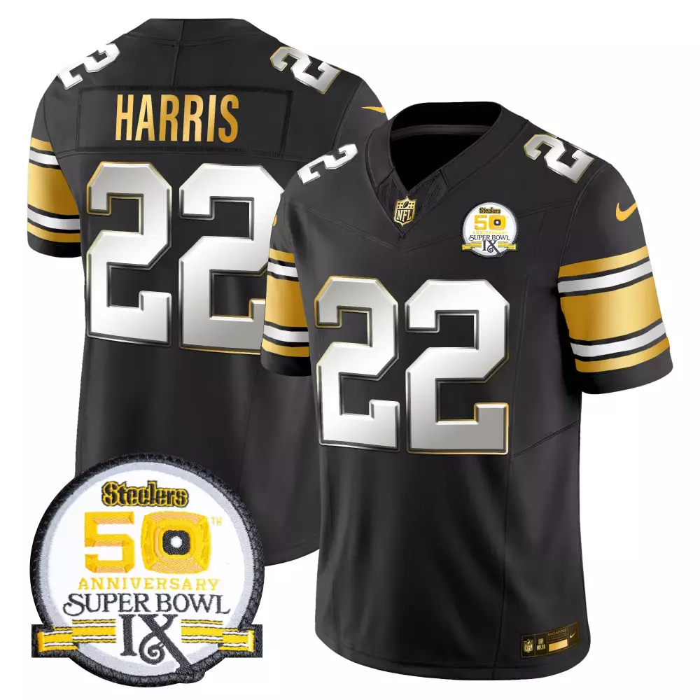 Najee Harris 22 Steelers Jersey Black Men Gold White Limited Anniversary Vapor