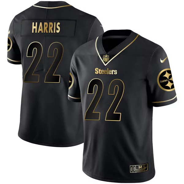 Najee Harris 22 Steelers Jersey Black Men Gold All Stitched