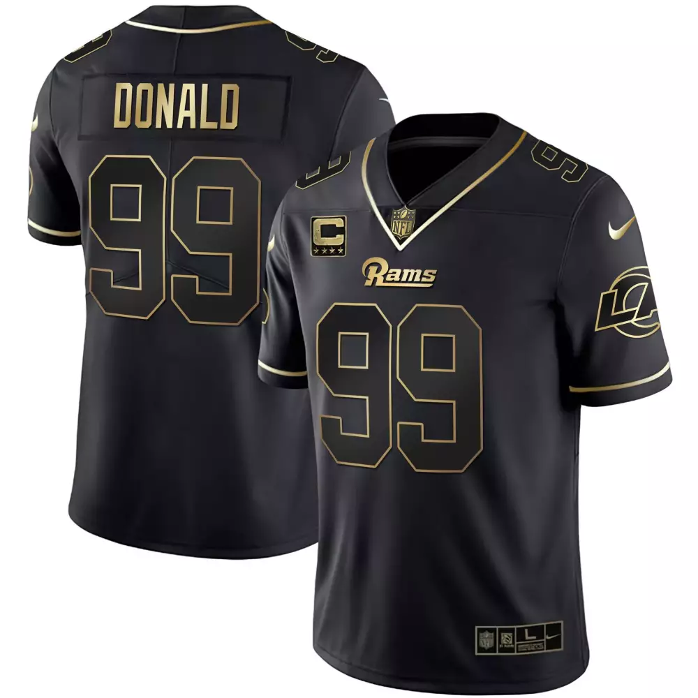 Aaron Donald 99 Rams Jersey Black Men Gold All Stitched