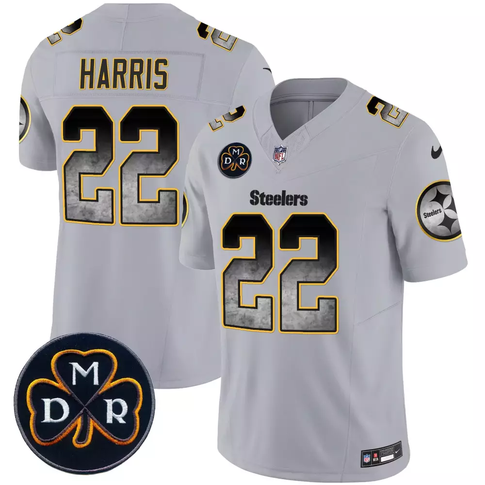 Najee Harris 22 Steelers Jersey Gray Mdr Men Alternate Black Gold Vapor Limited All