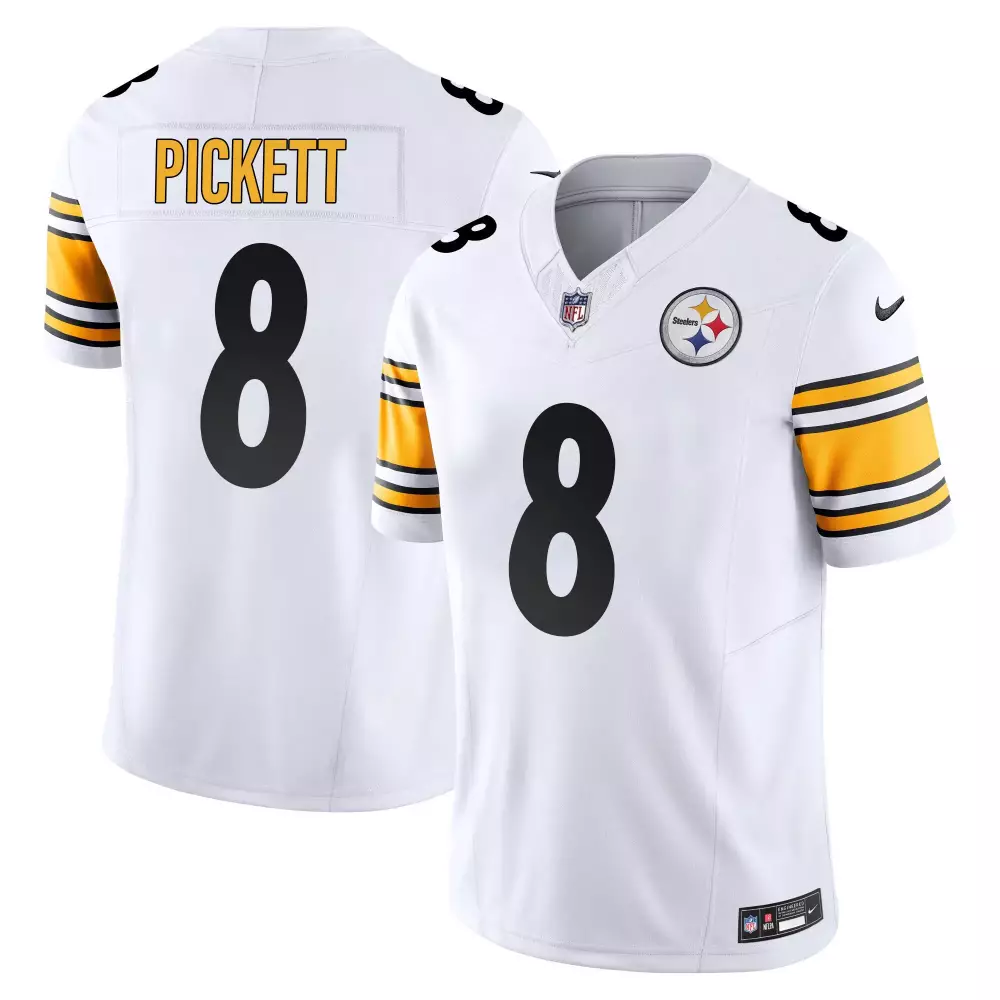 Kenny Pickett 8 Jersey White Pittsburgh Steelers Men Alternate Black Yellow Vapor