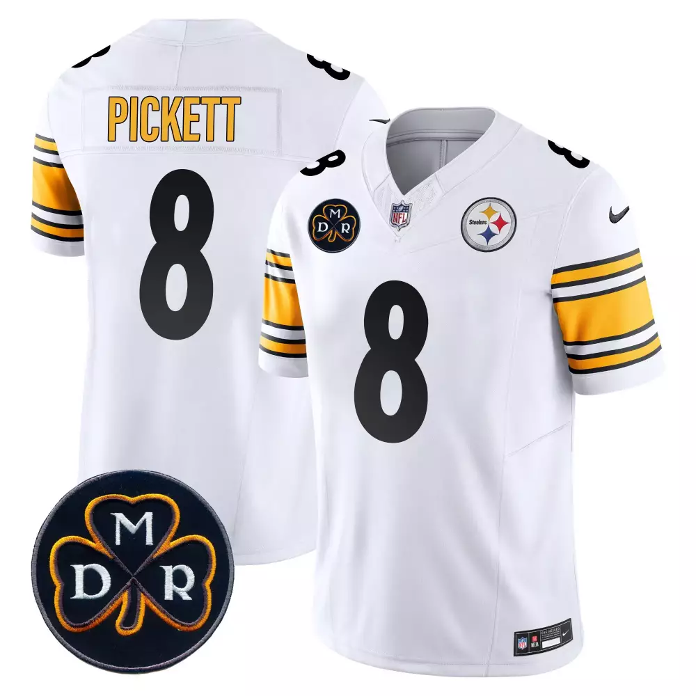 Kenny Pickett 8 Steelers Jersey White Mdr Shamrock Men Standard Alternate Black Yellow