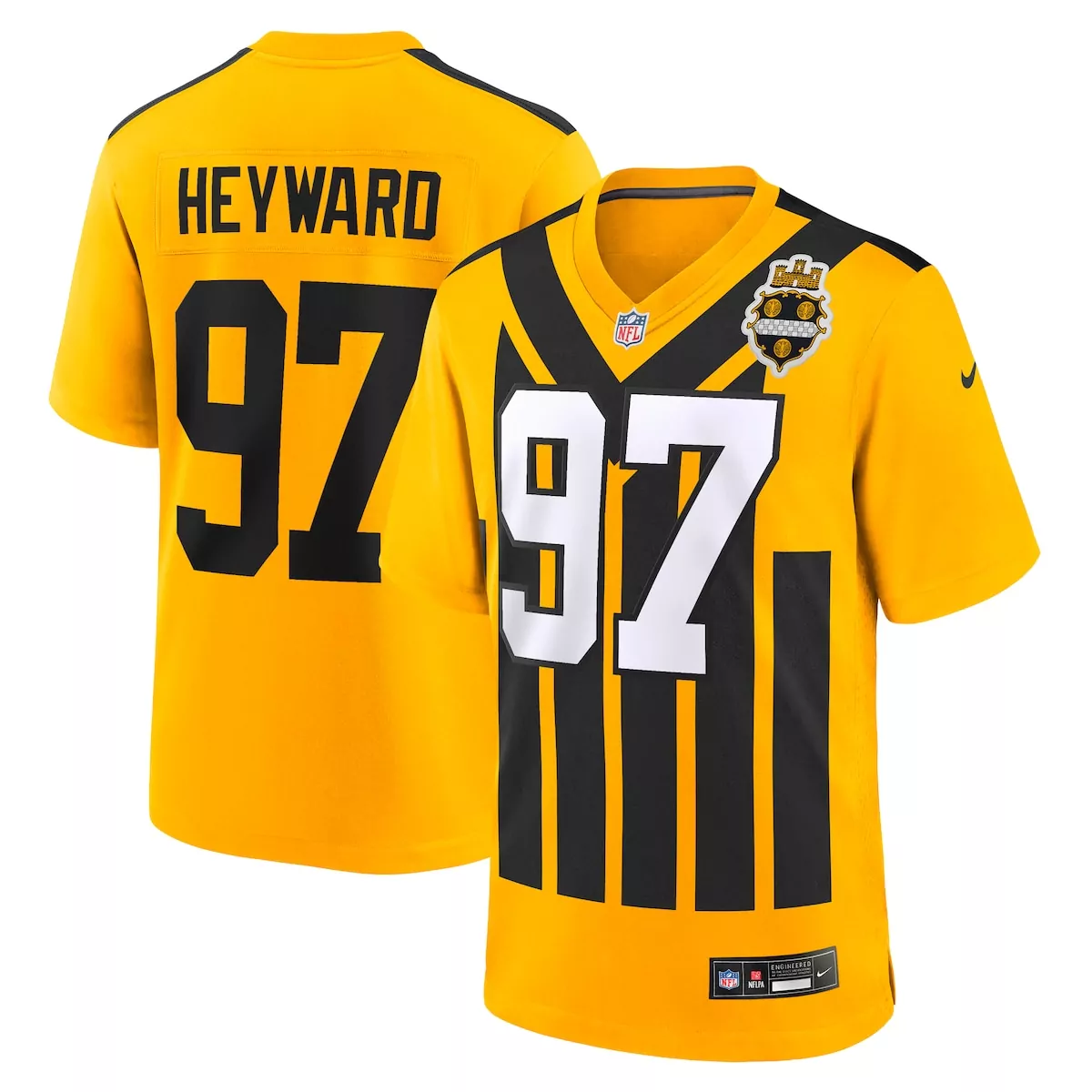 Cameron Heyward 97 Steelers Jersey Yellow 97th Anniversary Nflpa Men Alternate Split Design
