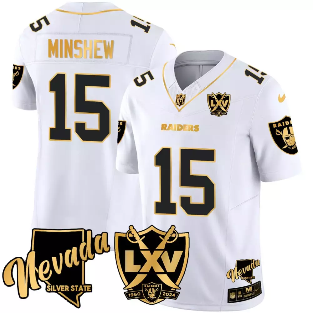 Gardner Minshew 15 Raiders Jersey White Nevada Silver State Lxv 1960-2024 Men Black