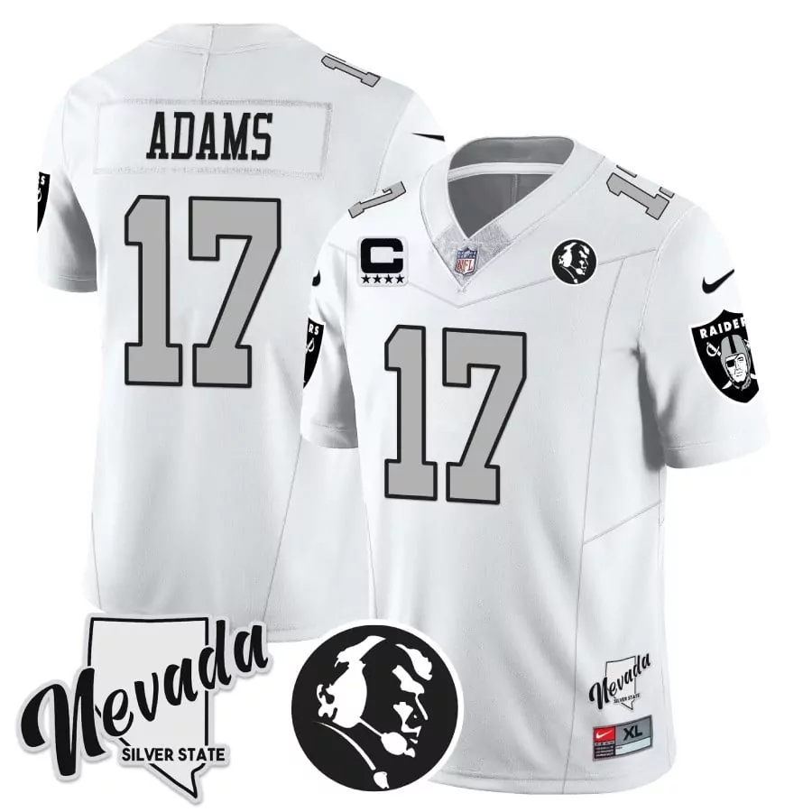 Davante Adams 17 Raiders Jersey White Nevada Men Alternate Silver Black Vapor All