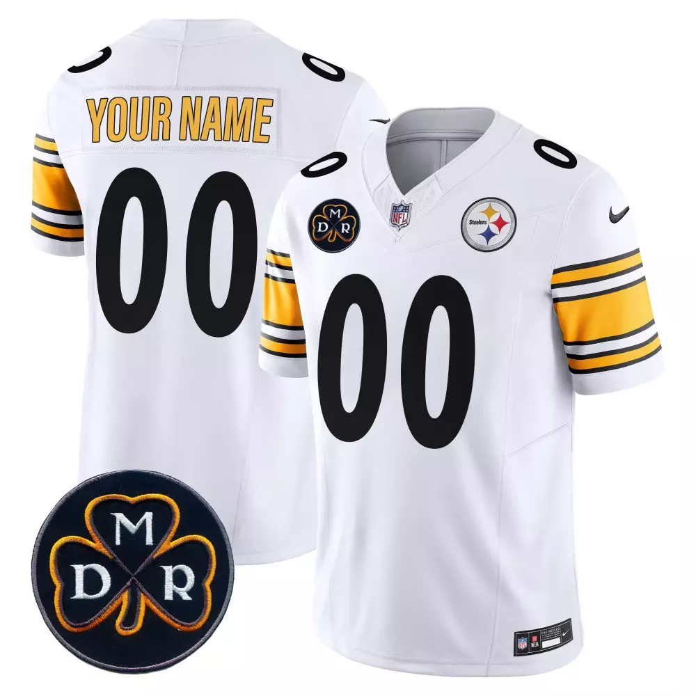 Custom Pittsburgh Steelers Jersey White Mdr Men Alternate Black Yellow Vapor Limited