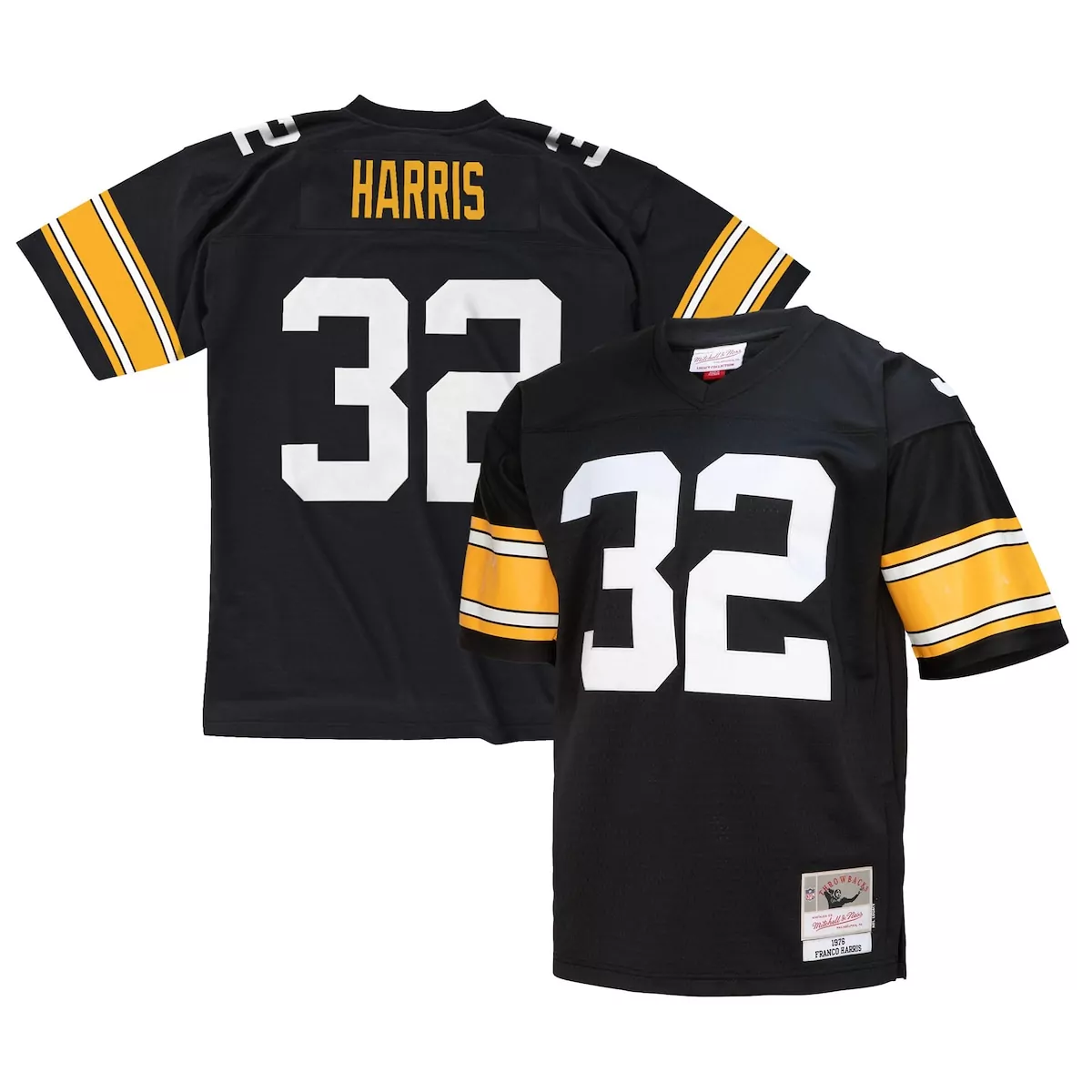 Franco Harris 32 Jersey Black Throwback Pittsburgh Steelers Mitchell Ness Men White
