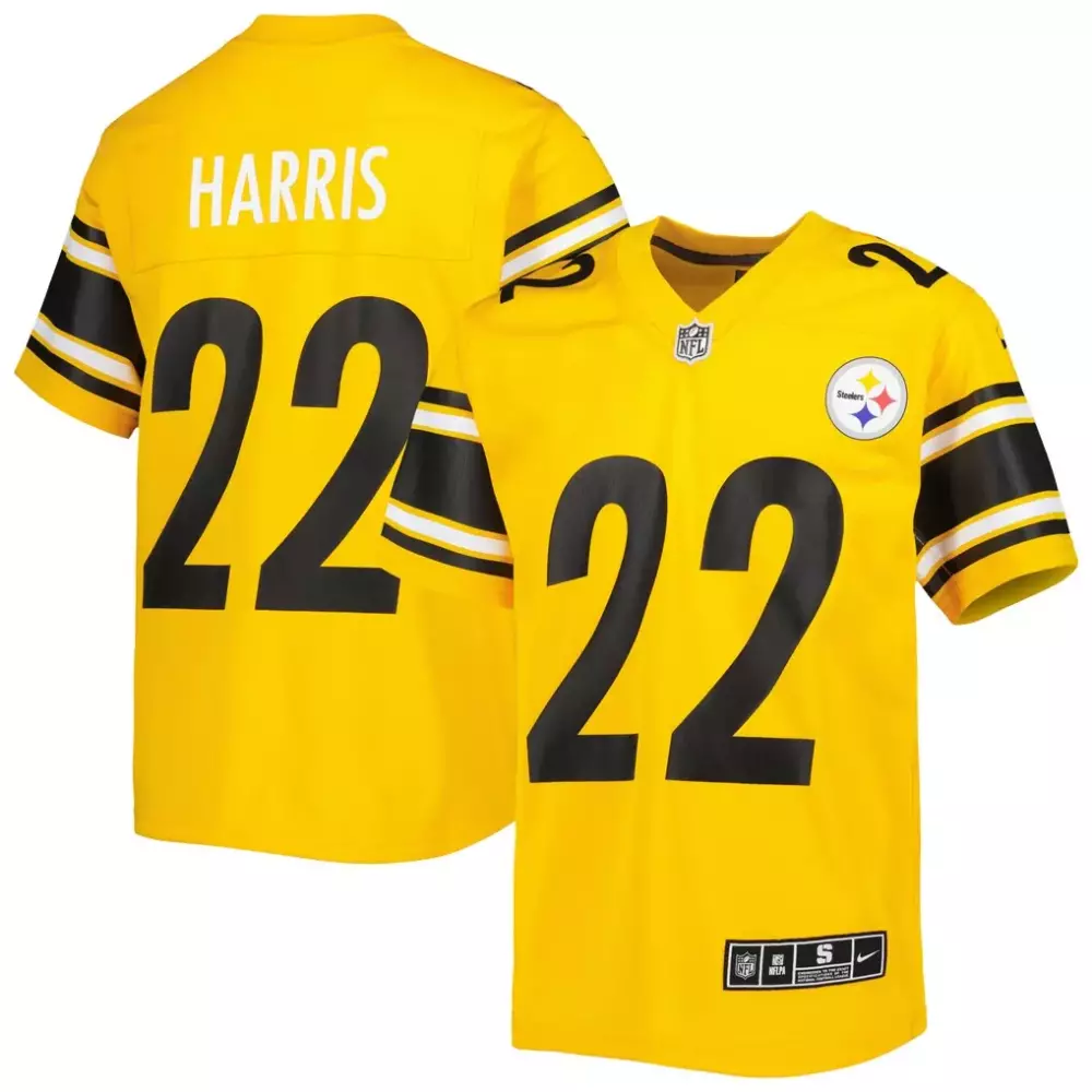 Najee Harris 22 Steelers Jersey Yellow Men Replica Black White Game