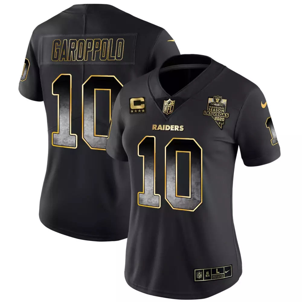 Jimmy Garoppolo 10 Raiders Jersey Black Inaugural Season 2020 Women Player Gold Gray