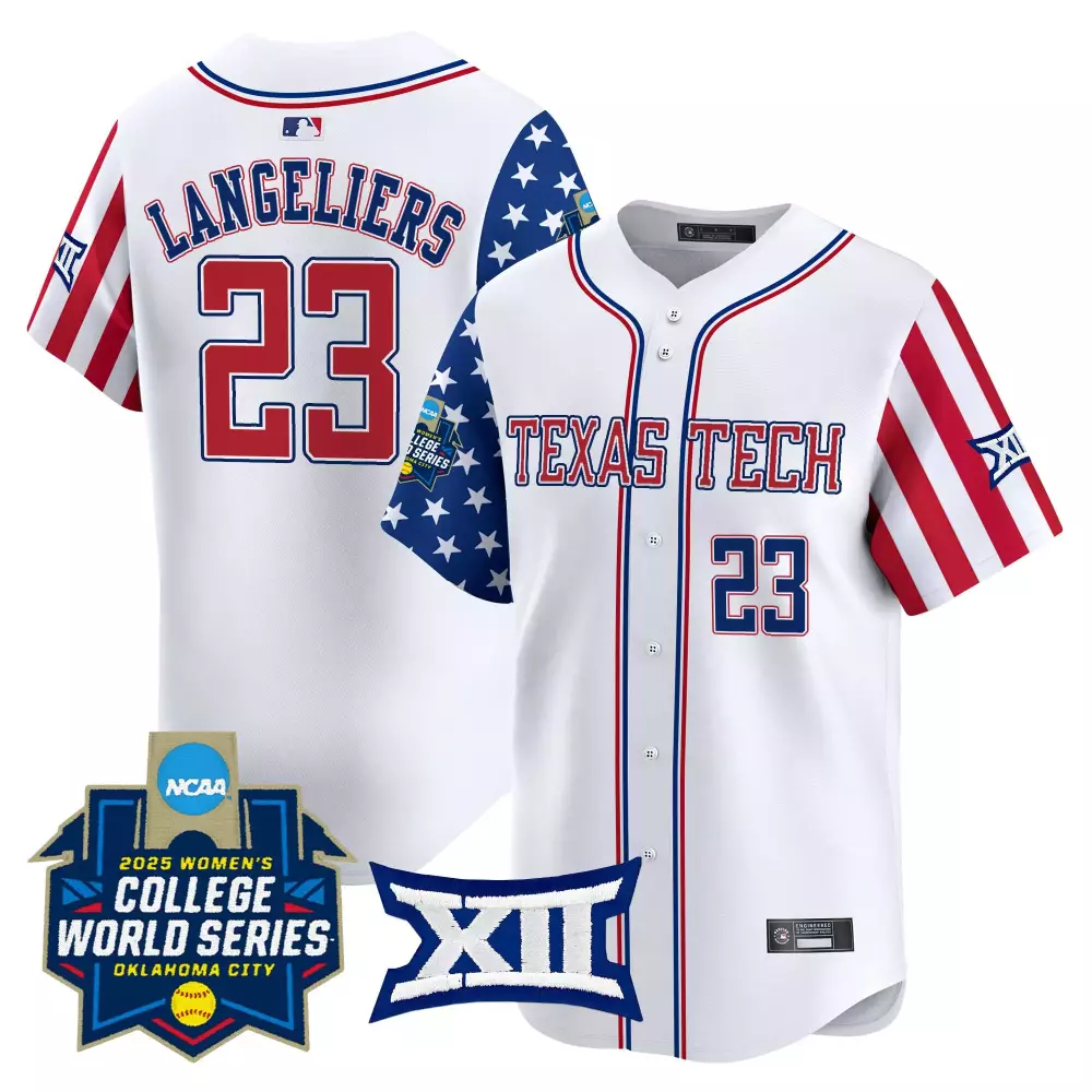 Langelier College 23 Texas Tech Jersey White World Series Big 2025 Women Split Design