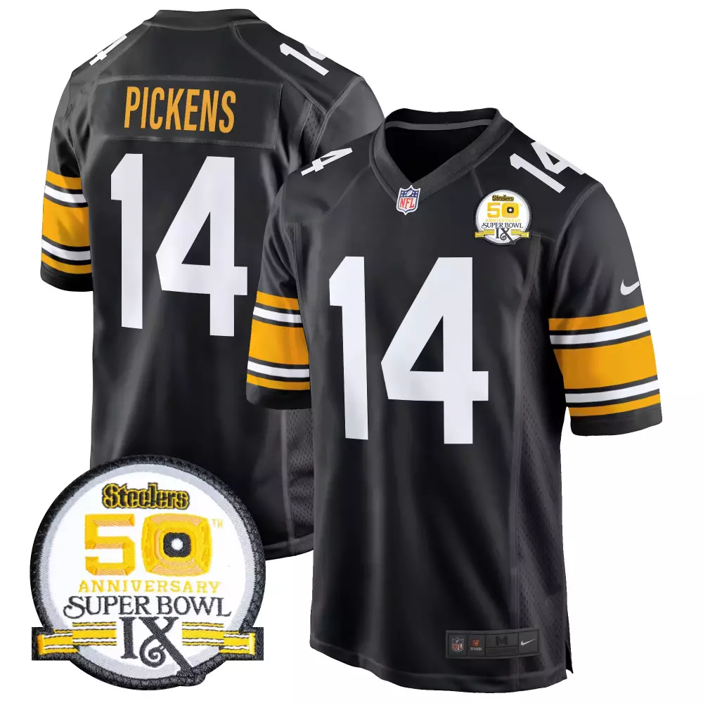 George Pickens 14 Steelers Jersey Black Super Bowl Ix 50th Anniversary 2015 Men White