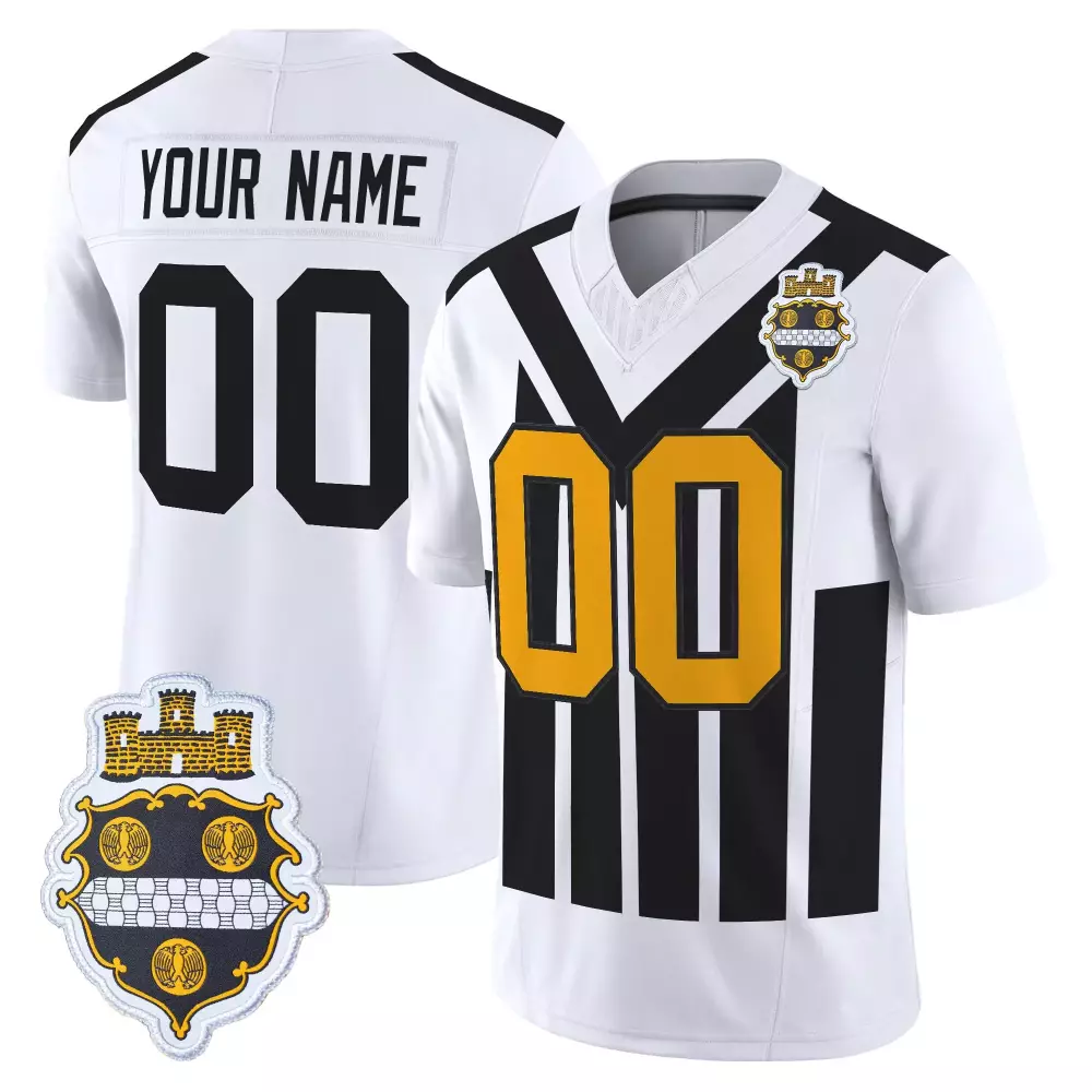 Custom Pittsburgh Steelers Jersey White Men Alternate Split Design Black Gold Stitched