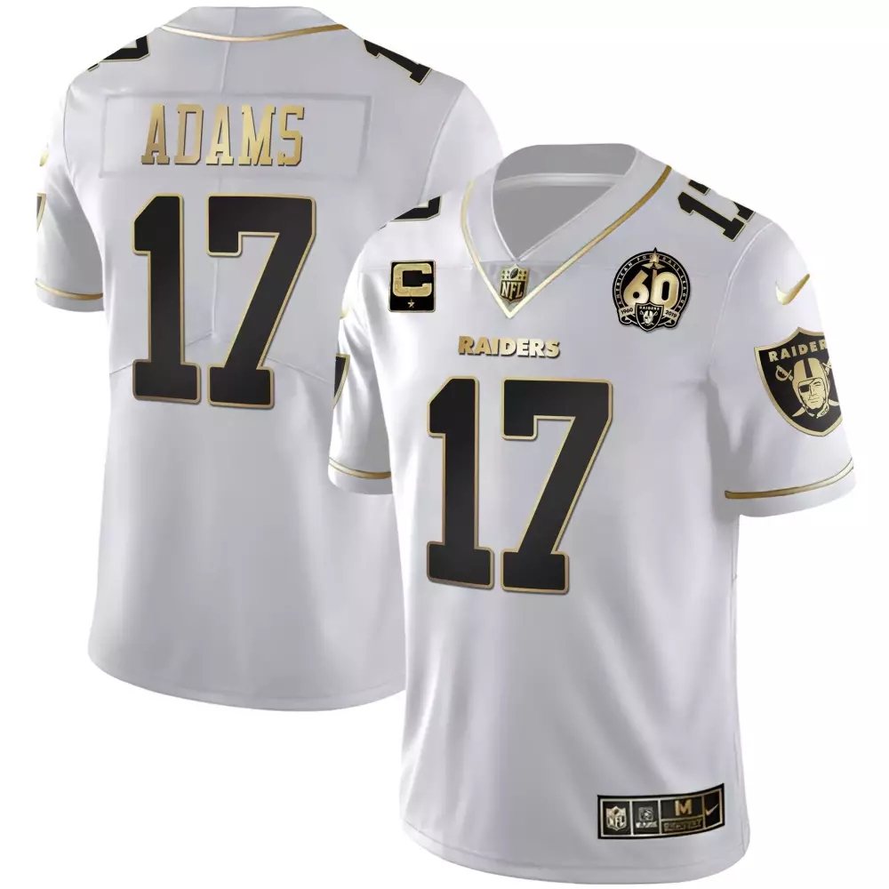 Davante Adams 17 Raiders Jersey White 60th Anniversary Men Player Black Gold All