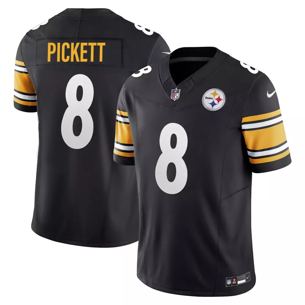 Kenny Pickett 8 Steelers Jersey Black Men Authentic White Yellow Vapor Limited All