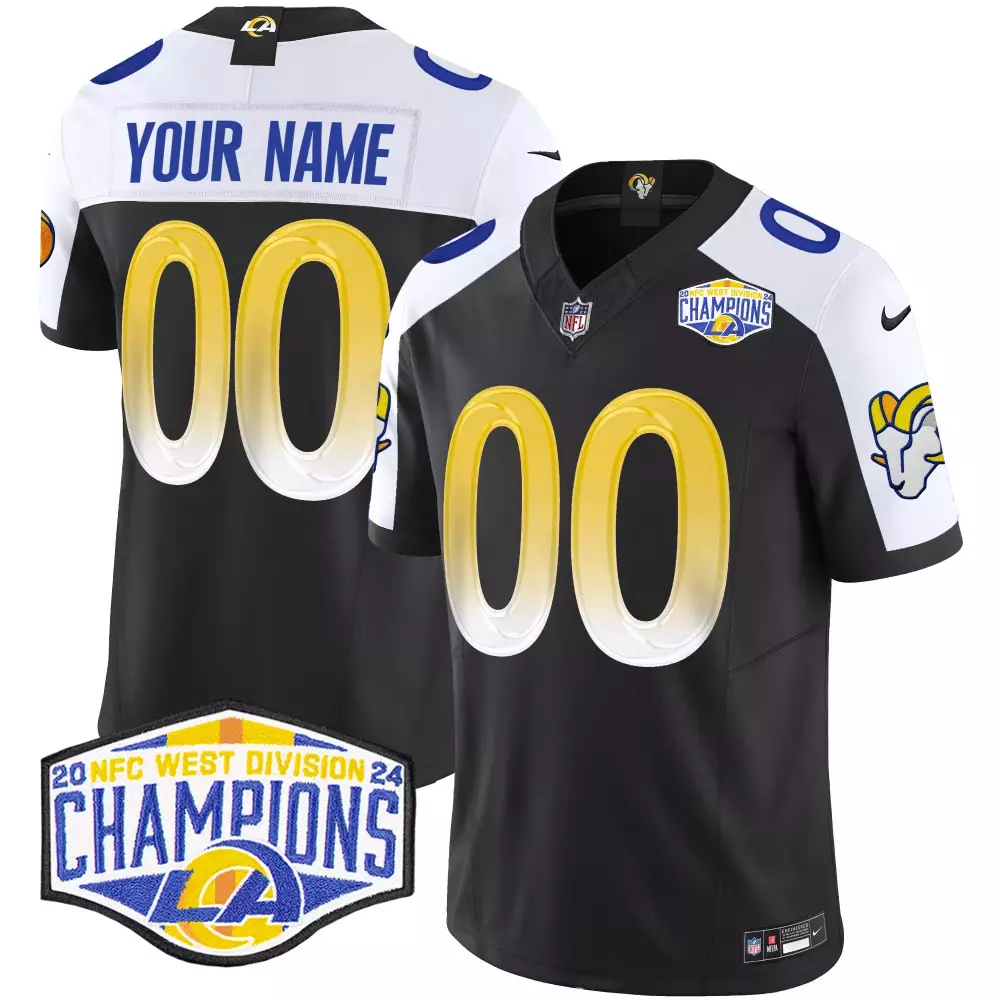 Custom Los Angeles Rams Jersey Black Men NFL White Yellow Alternate Vapor Limited