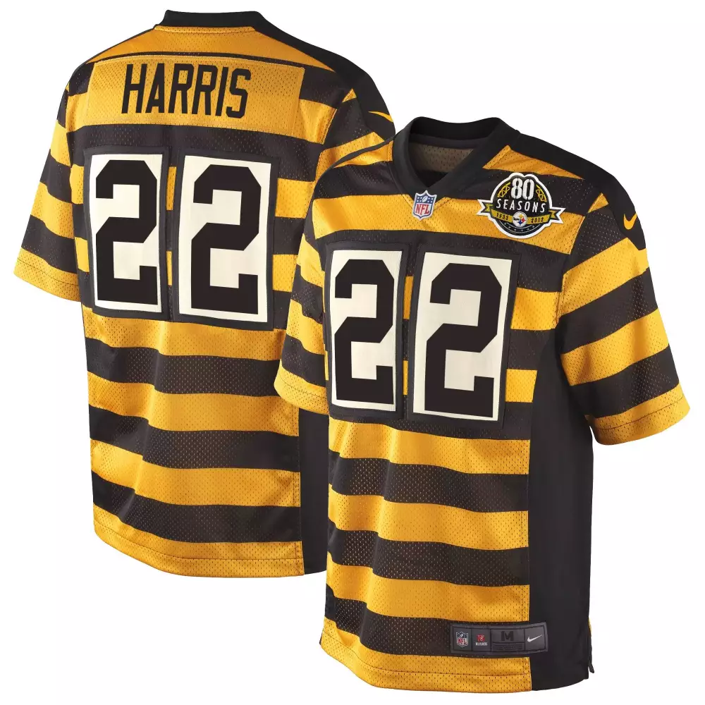 Najee Harris 22 Jersey Black Pittsburgh Steelers 80 Seasons 1933-2012 Men Striped