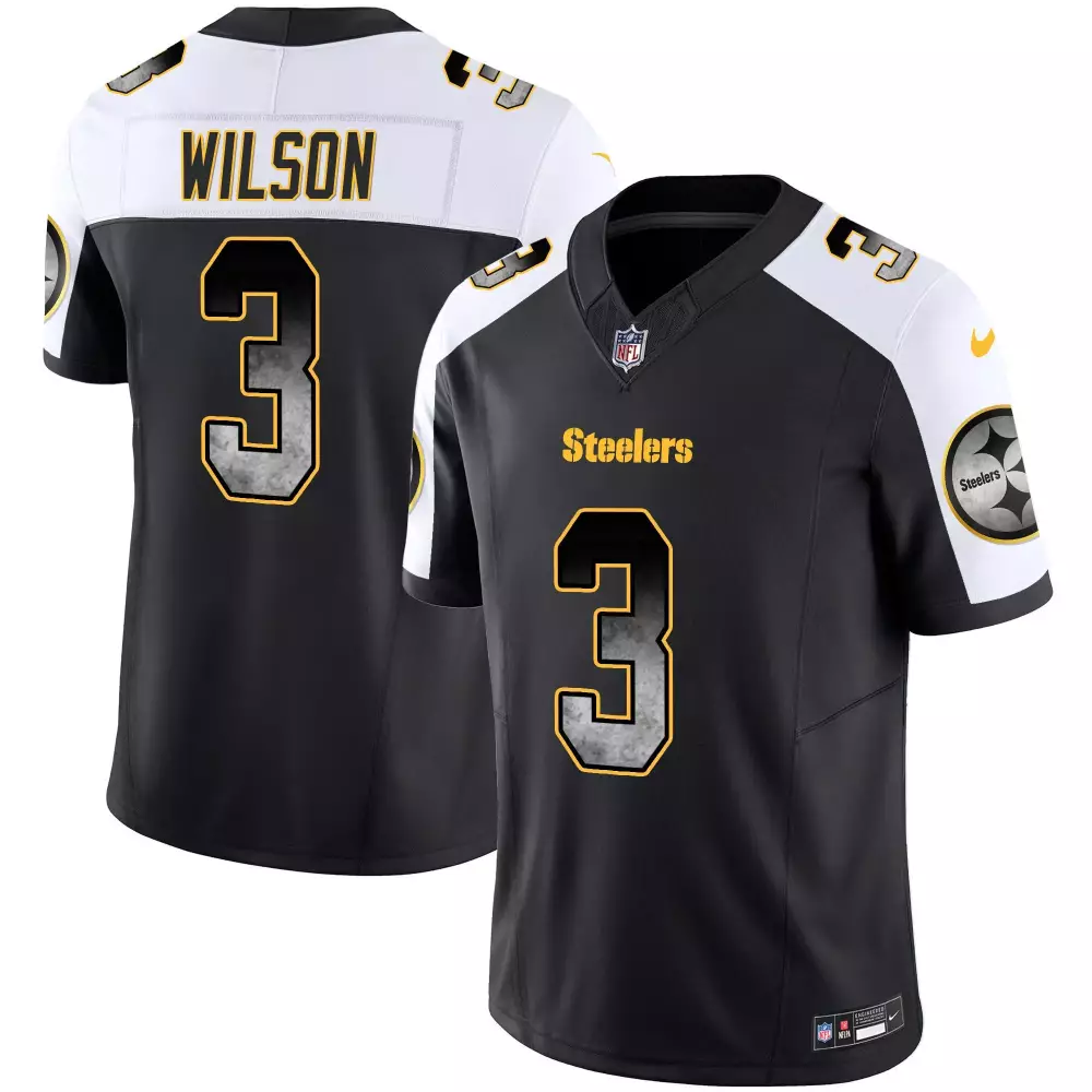 Russell Wilson 3 Steelers Jersey Black Men White Yellow Alternate Vapor All Stitched