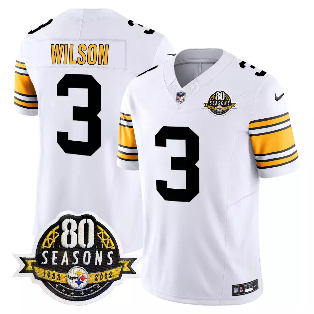 Russell Wilson 3 Jersey White Pittsburgh Steelers 80 Seasons 1933-2012 Men Alternate