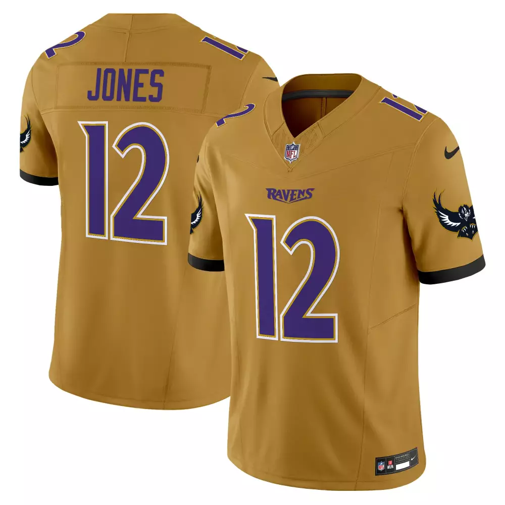 Jacoby Jones 12 Ravens Jersey Gold Men Standard Purple Black Vapor Limited v2 All