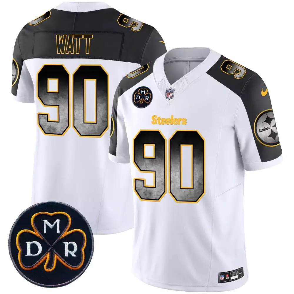 T.j. Watt 90 Steelers Jersey White NFL 100 Mdr 2023 Men Alternate Black Gold Vapor