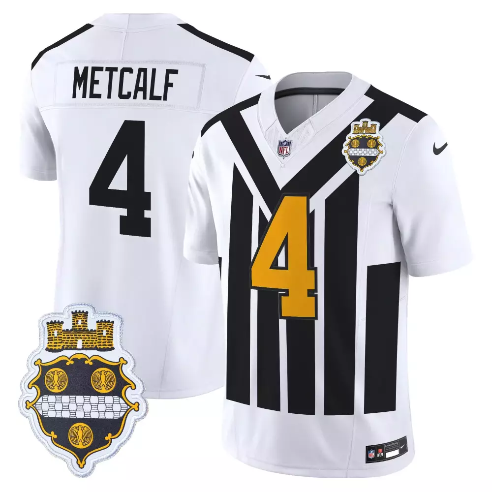 Dk Metcalf 4 Pittsburgh Steelers Jersey White Alternate Men NFL Split Design Black