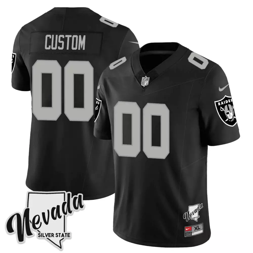 Custom Las Vegas Raiders Jersey Black Nevada Silver State Men Replica Vapor All Stitched