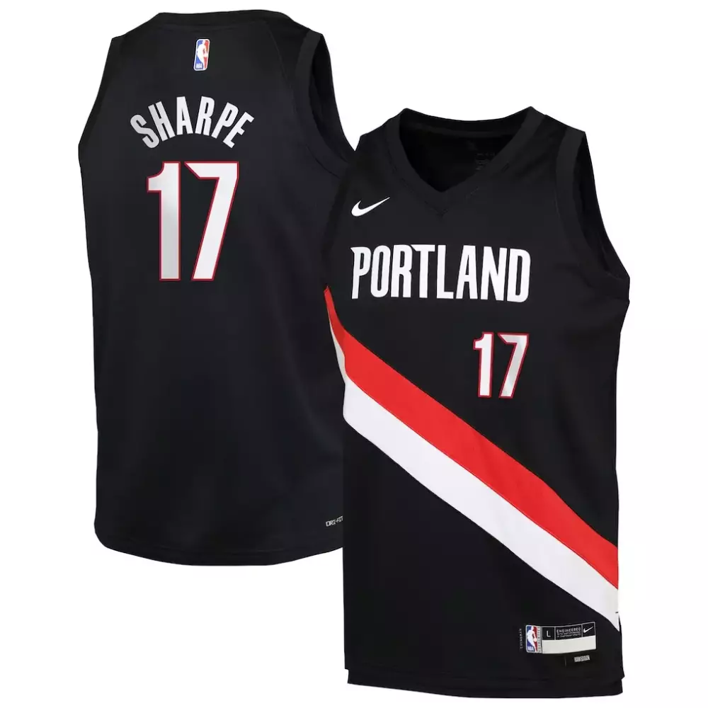 Shaedon Sharpe 17 Jersey Black Portland Trail Blazers Men Split Design White Red